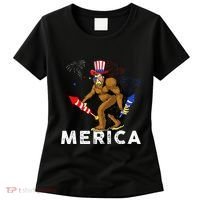 Bigfoot Fireworks Merica 4th Of July Sasquatch Women's T-Shirt thumb 0
