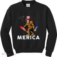 Bigfoot Fireworks Merica 4th Of July Sasquatch Kids Sweatshirt thumb 0