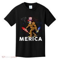 Bigfoot Fireworks Merica 4th Of July Sasquatch Kids T-Shirt thumb 0