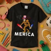 Bigfoot Fireworks Merica 4th Of July Sasquatch Kids T-Shirt thumb 3