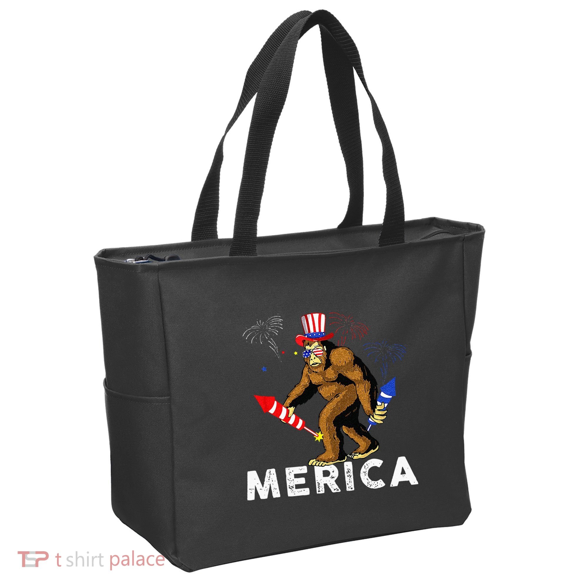 Bigfoot Fireworks Merica 4th Of July Sasquatch Tote Bag