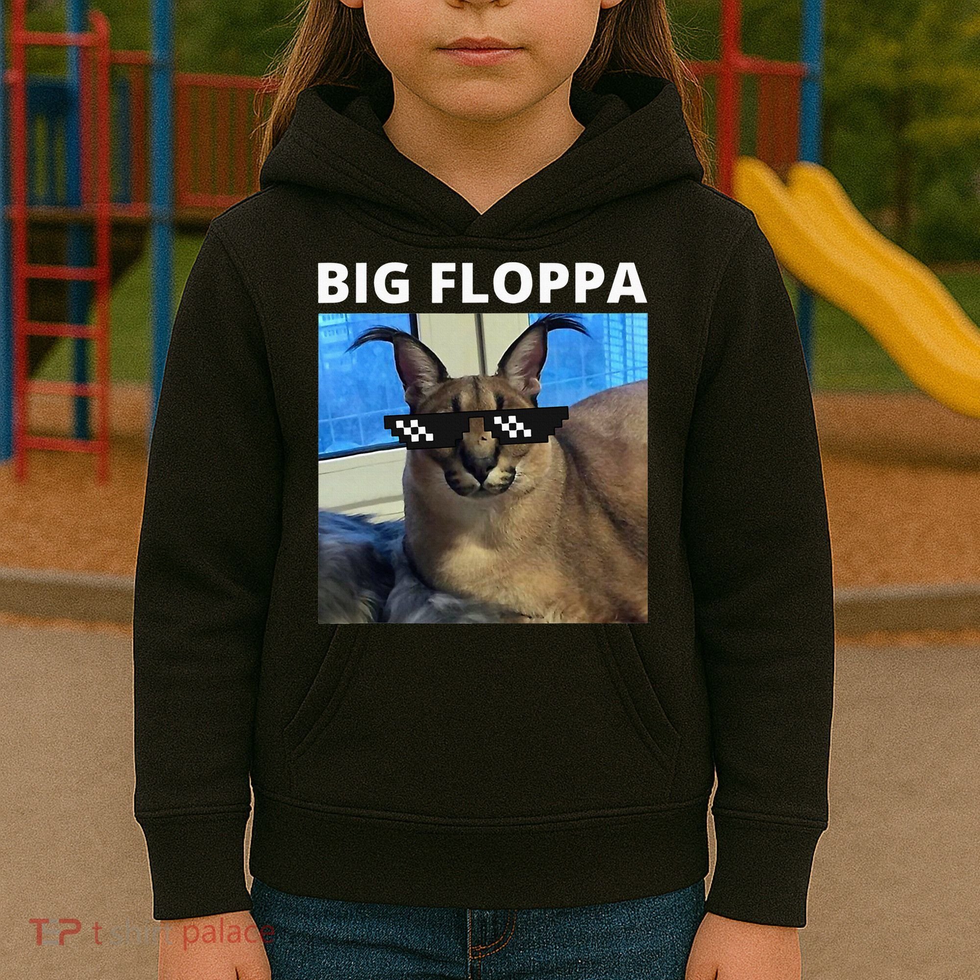Big Floppa Meme Cat Kids Hoodie