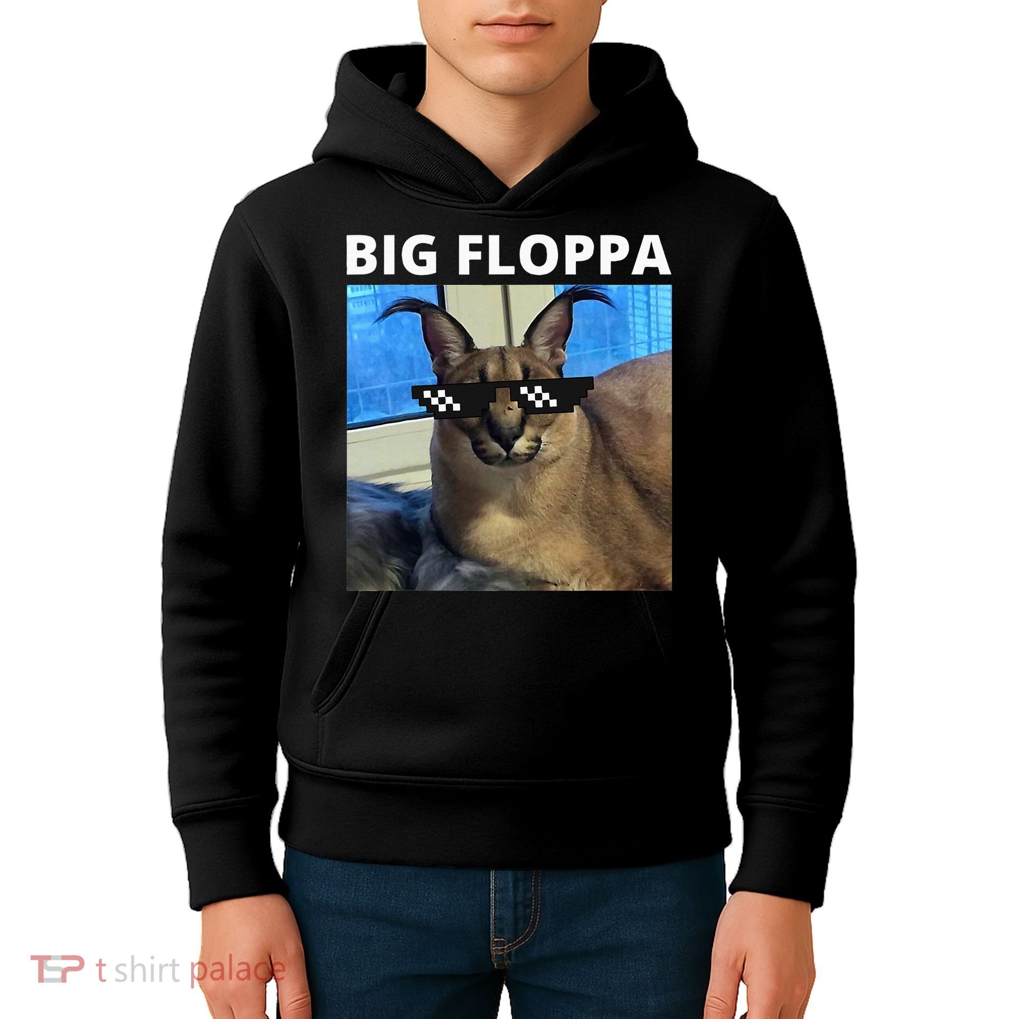 Big Floppa Meme Cat Kids Hoodie