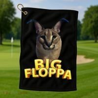 Big Floppa Meme Cat Golf Towel thumb 1