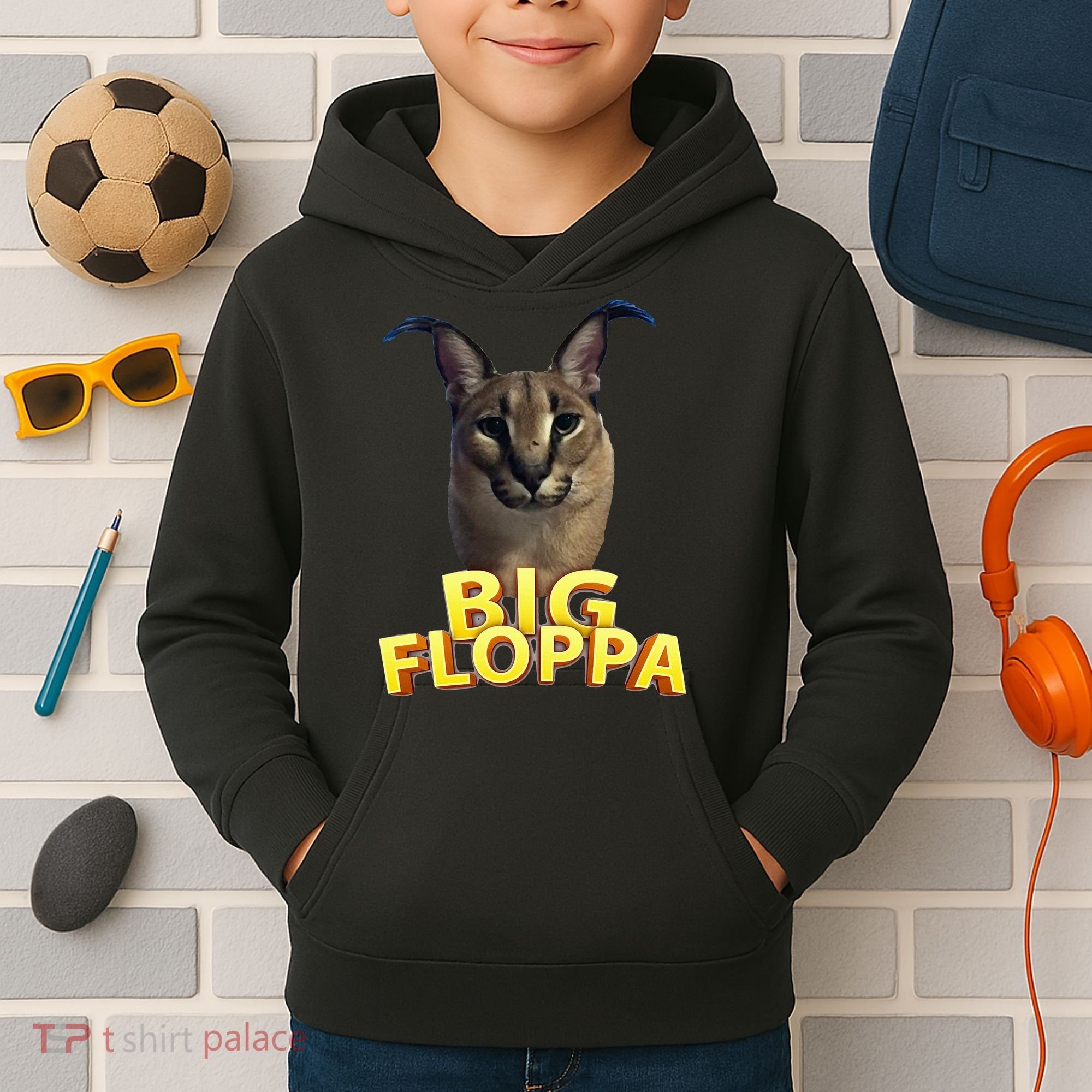Big Floppa Meme Cat Kids Hoodie