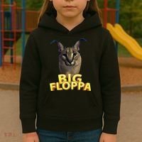 Big Floppa Meme Cat Kids Hoodie thumb 3