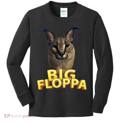 Big Floppa Meme Cat Kids Long Sleeve Shirt