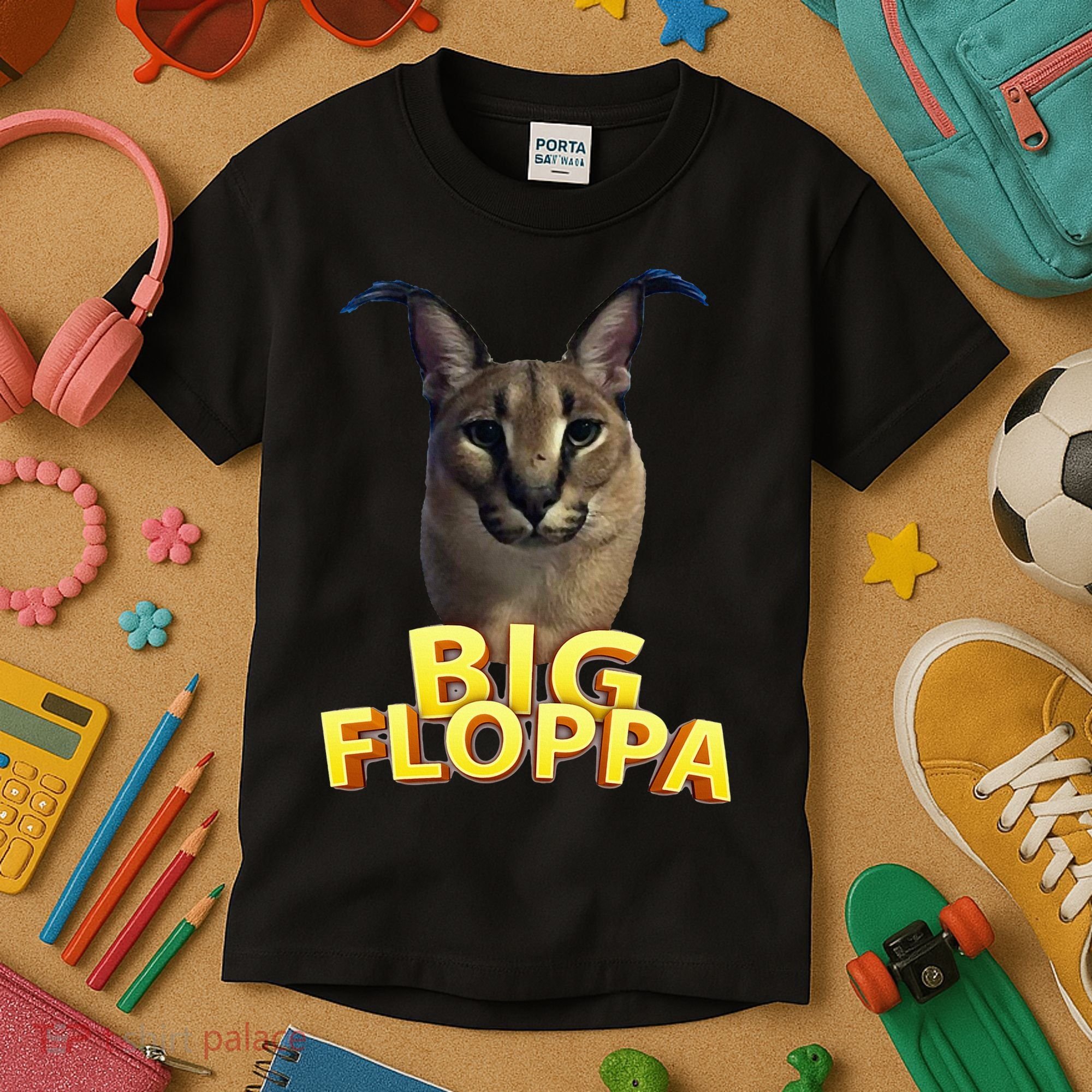 Big Floppa Meme Cat Kids T-Shirt
