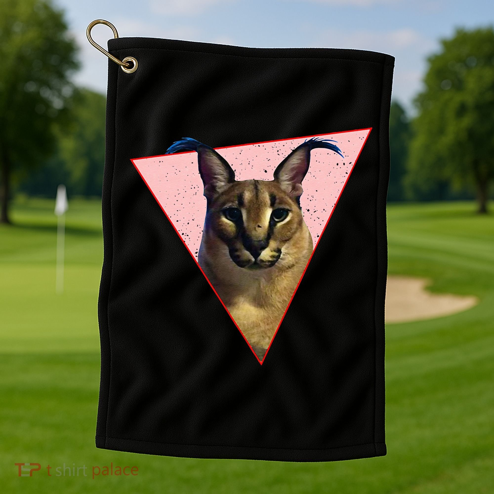 Big Floppa Meme Funny Cat Golf Towel