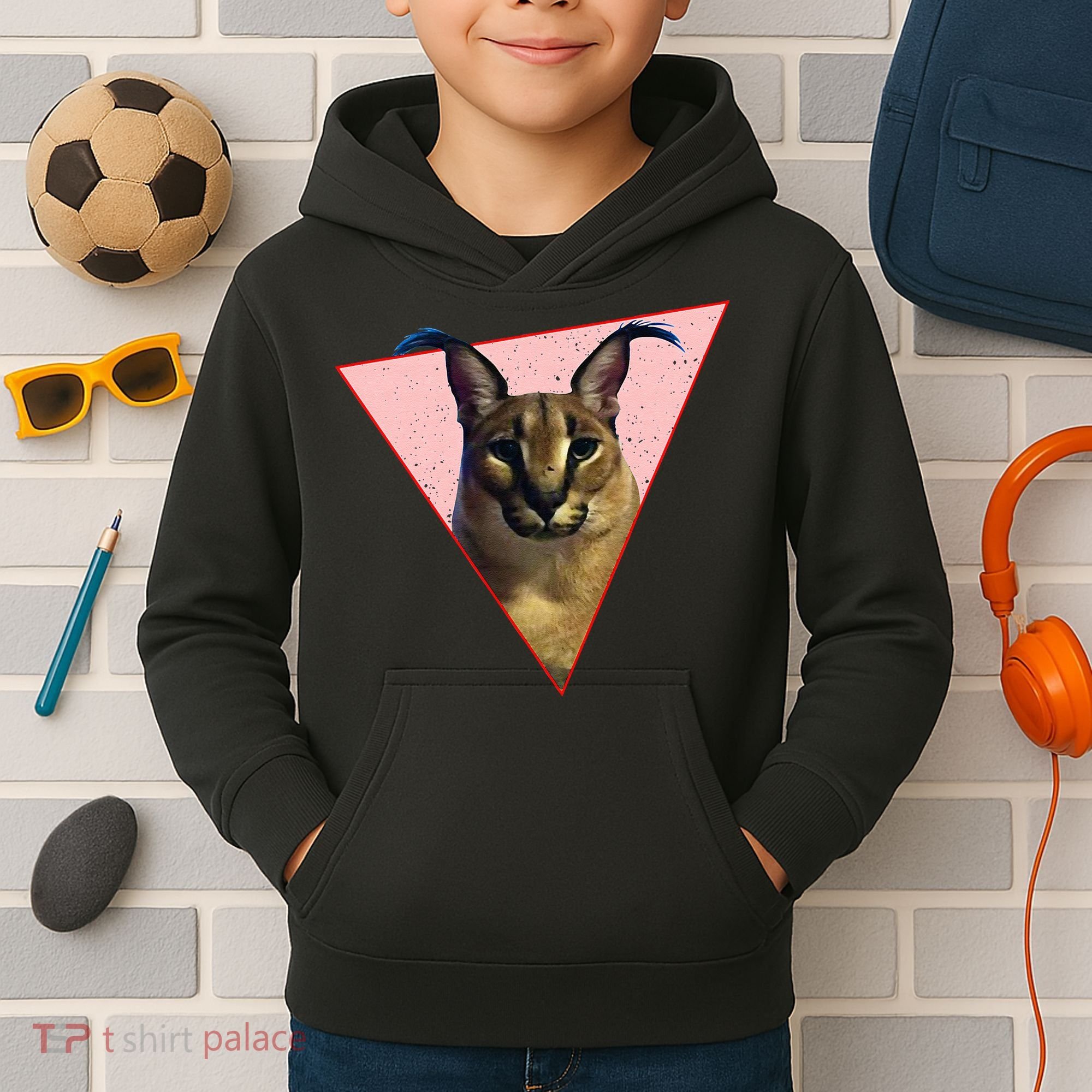 Big Floppa Meme Funny Cat Kids Hoodie