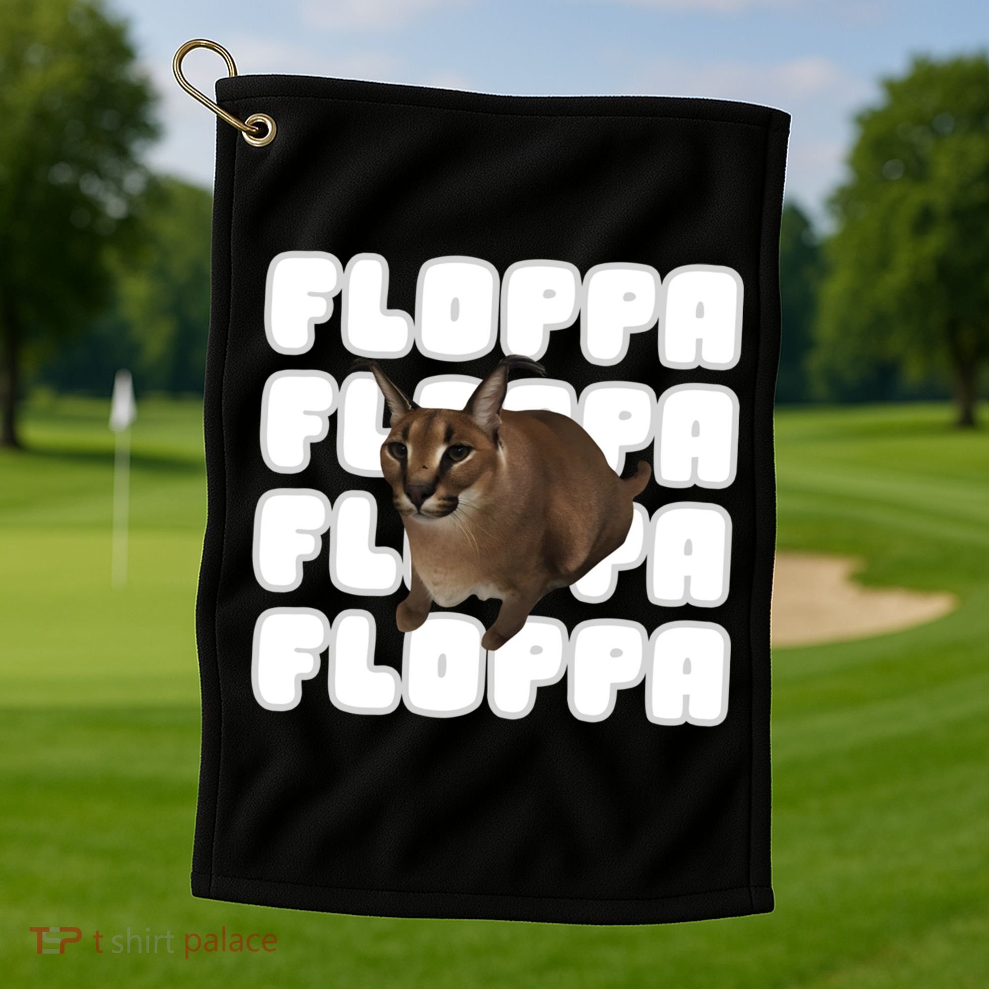 Big Floppa Meme Cat Gift Golf Towel