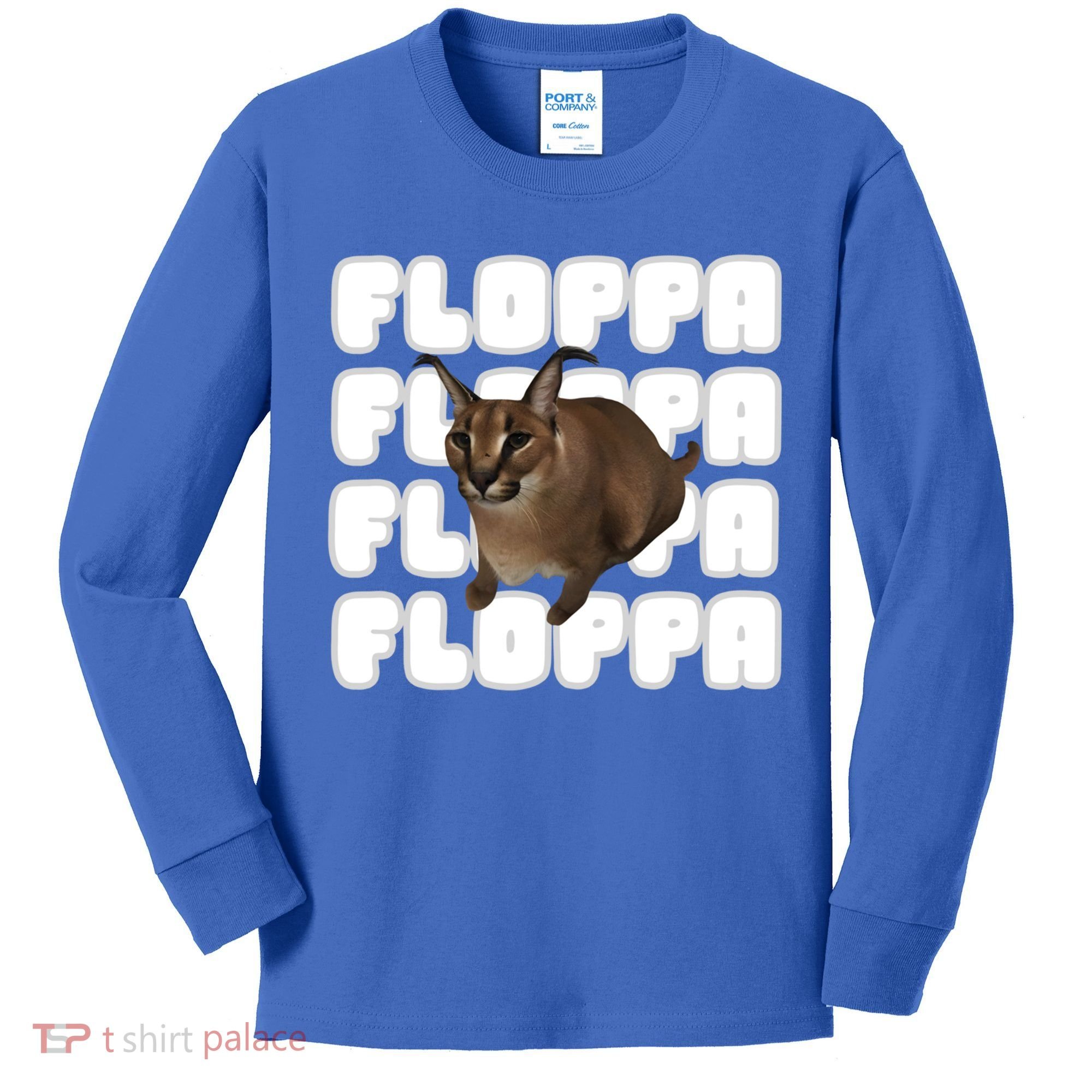 Big Floppa Meme Cat Gift Kids Long Sleeve Shirt