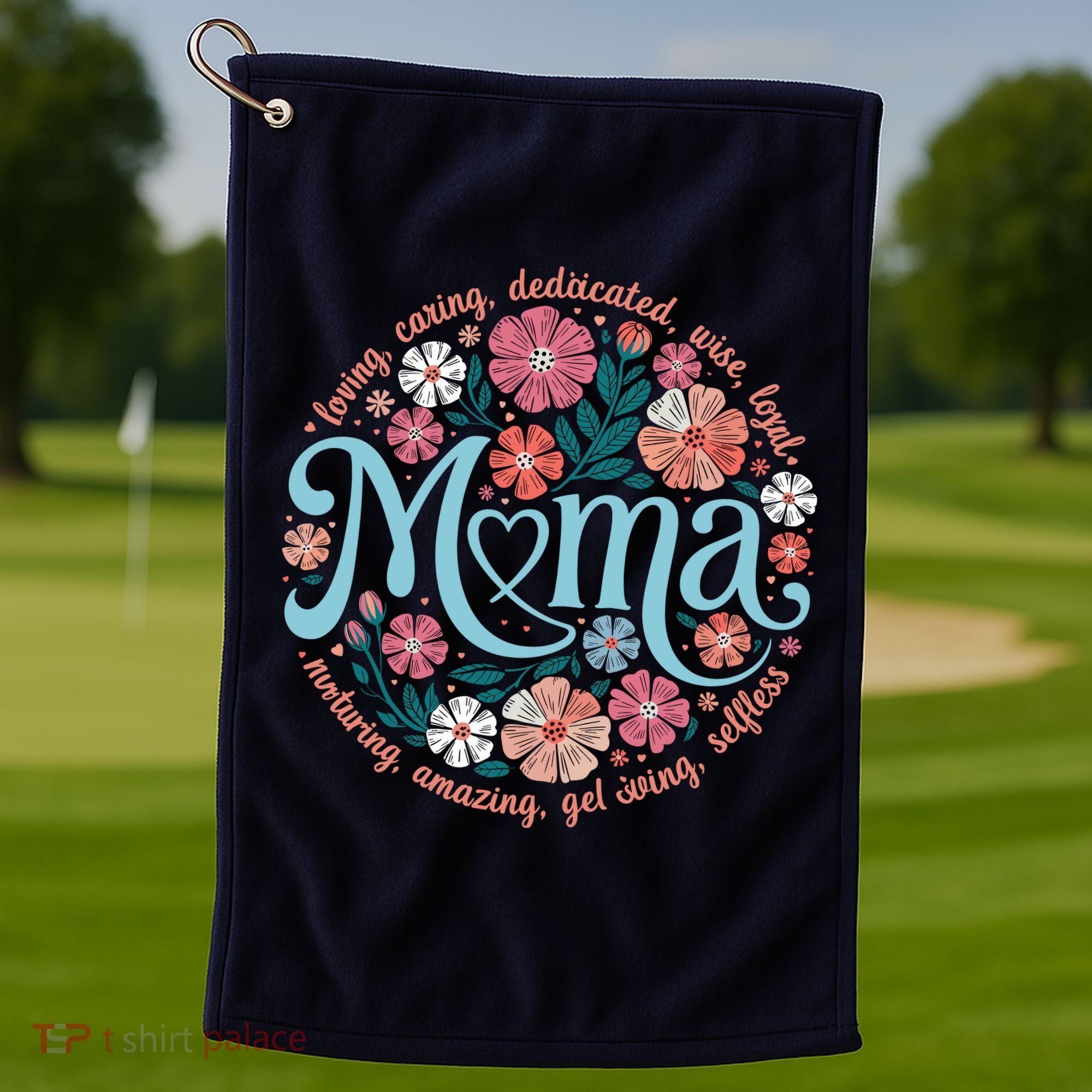 Boho Floral Mama Mom Adjectives She Is Mom Mothers Day Golf Towel