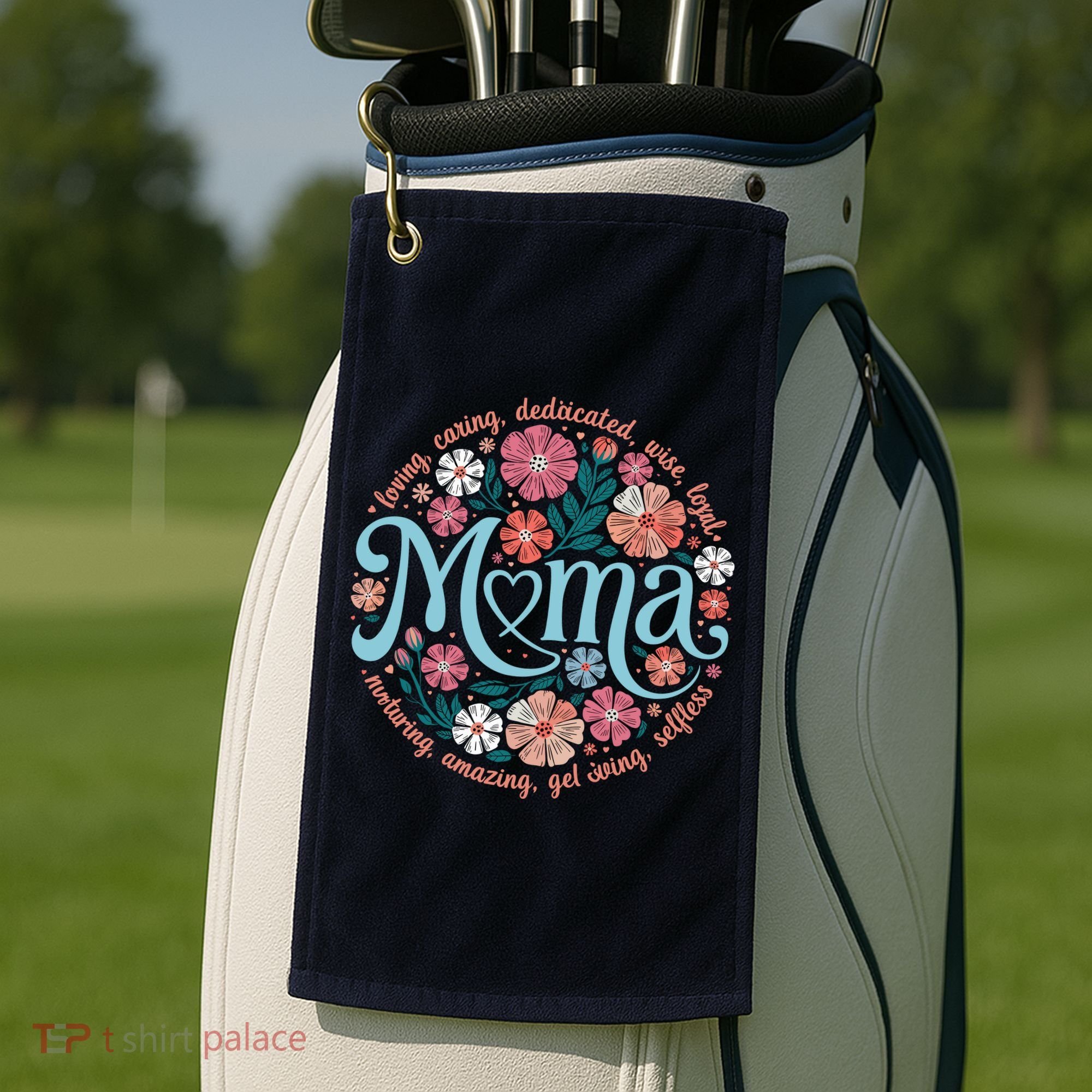 Boho Floral Mama Mom Adjectives She Is Mom Mothers Day Golf Towel