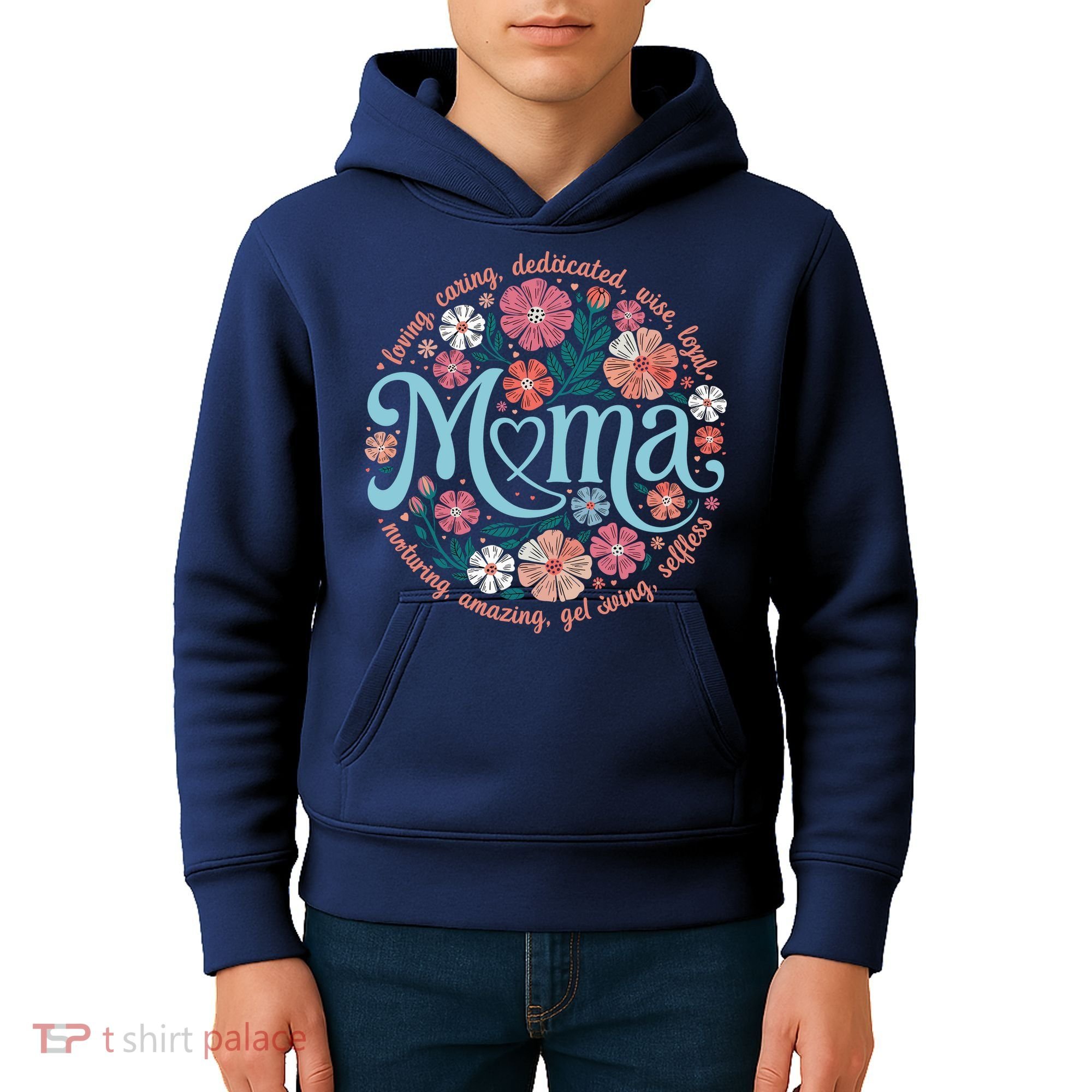 Boho Floral Mama Mom Adjectives She Is Mom Mothers Day Kids Hoodie