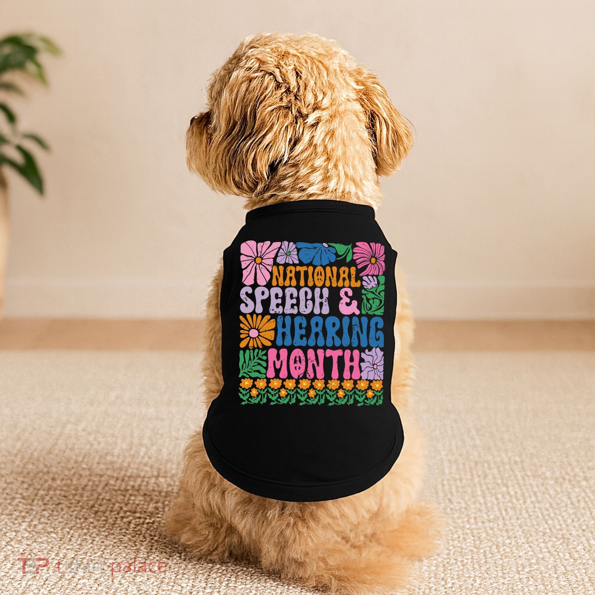 Boho Flower National Speech And Hearing Month SLP Therapist Doggie Tank