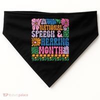 Boho Flower National Speech And Hearing Month SLP Therapist USA-Made Doggie Bandana thumb 0