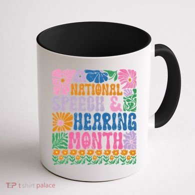 Boho Flower National Speech And Hearing Month SLP Therapist Coffee Mug back