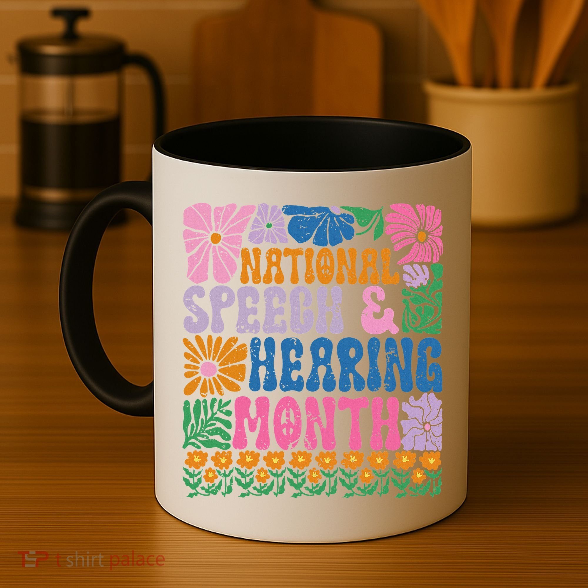 Boho Flower National Speech And Hearing Month SLP Therapist Coffee Mug