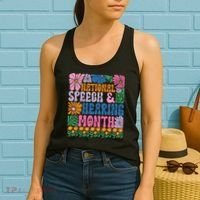 Boho Flower National Speech And Hearing Month SLP Therapist Women's Tank Top thumb 2