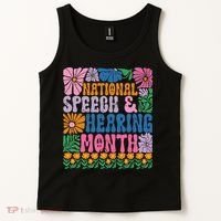 Boho Flower National Speech And Hearing Month SLP Therapist Tank Top thumb 2