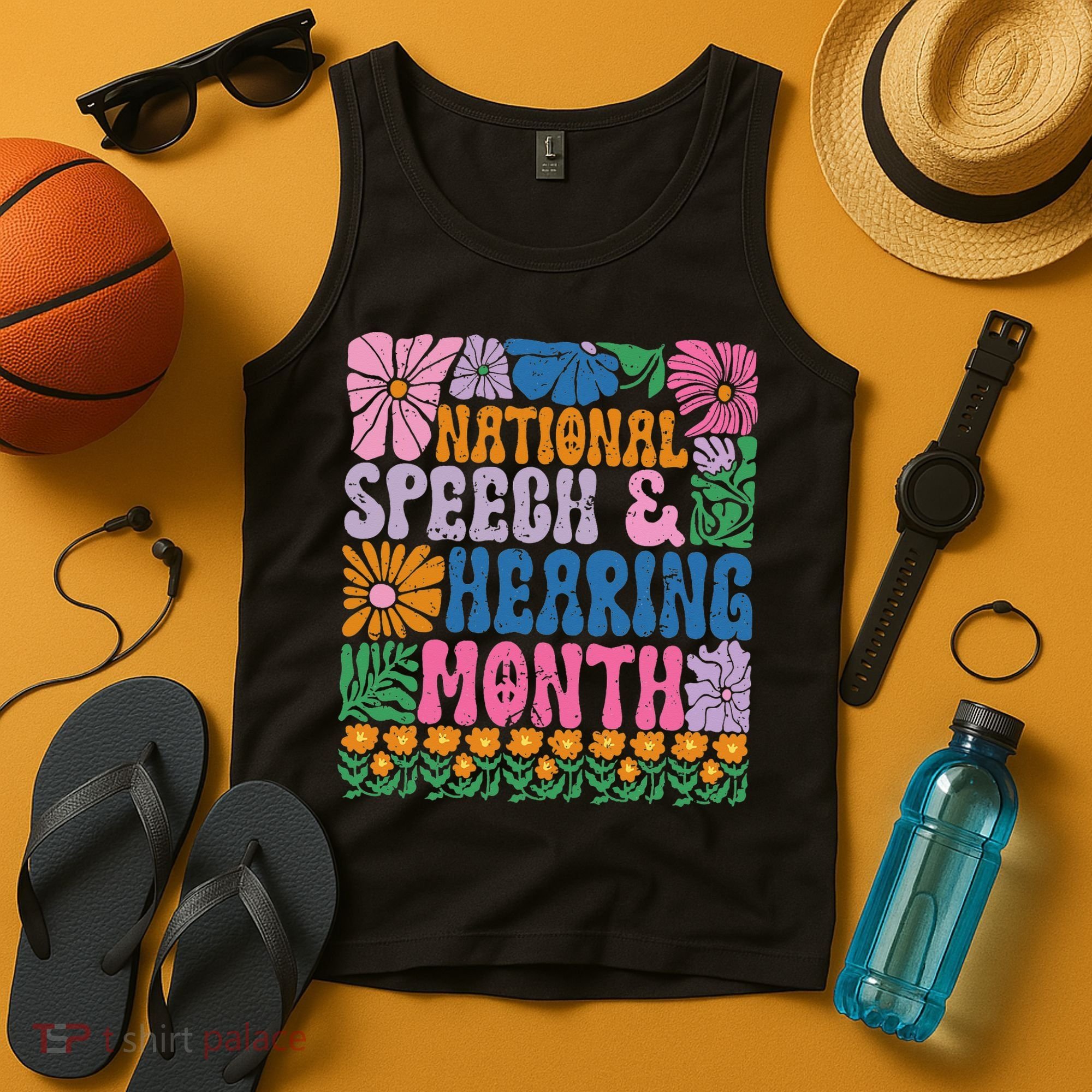 Boho Flower National Speech And Hearing Month SLP Therapist Tank Top