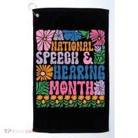 Boho Flower National Speech And Hearing Month SLP Therapist Golf Towel thumb 0