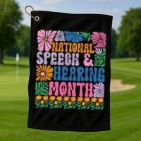Boho Flower National Speech And Hearing Month SLP Therapist Golf Towel thumb 1