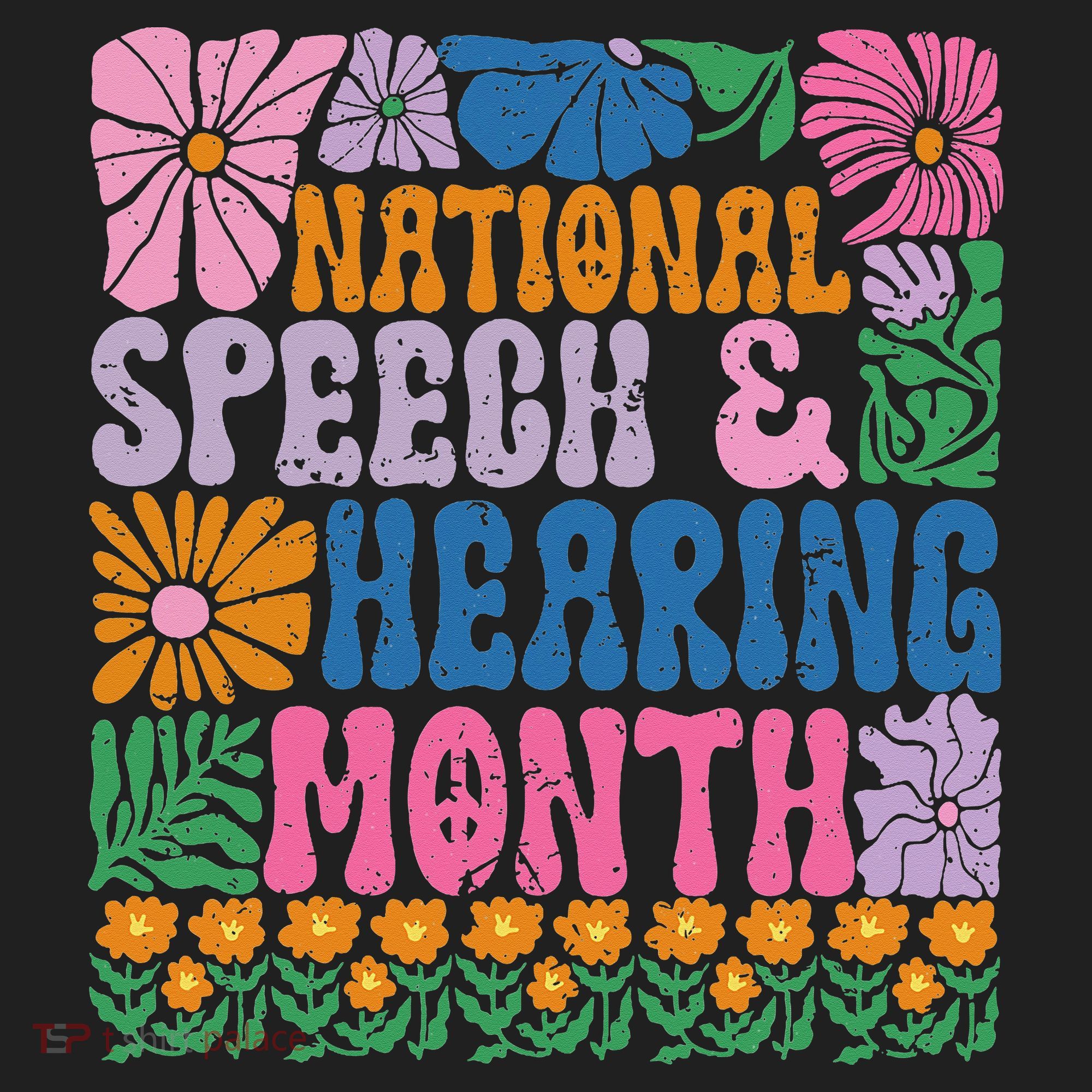 Boho Flower National Speech And Hearing Month SLP Therapist Golf Towel