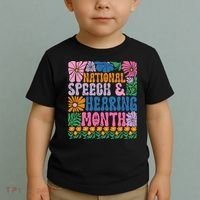 Boho Flower National Speech And Hearing Month SLP Therapist Toddler T-Shirt thumb 2
