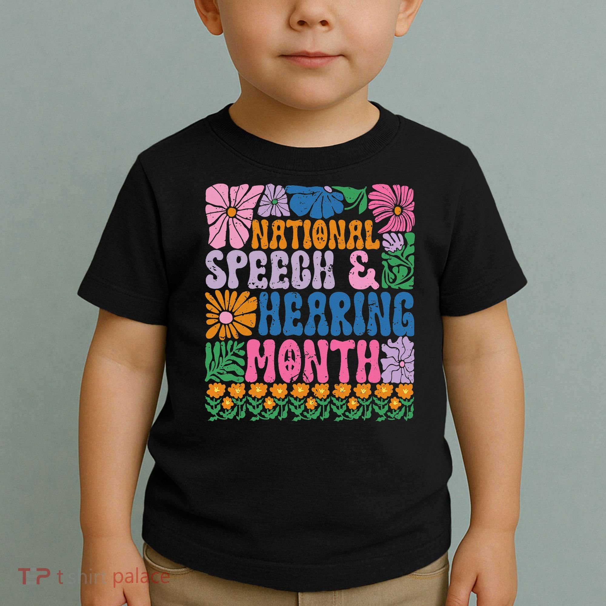 Boho Flower National Speech And Hearing Month SLP Therapist Toddler T-Shirt