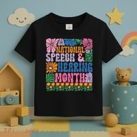 Boho Flower National Speech And Hearing Month SLP Therapist Toddler T-Shirt thumb 3