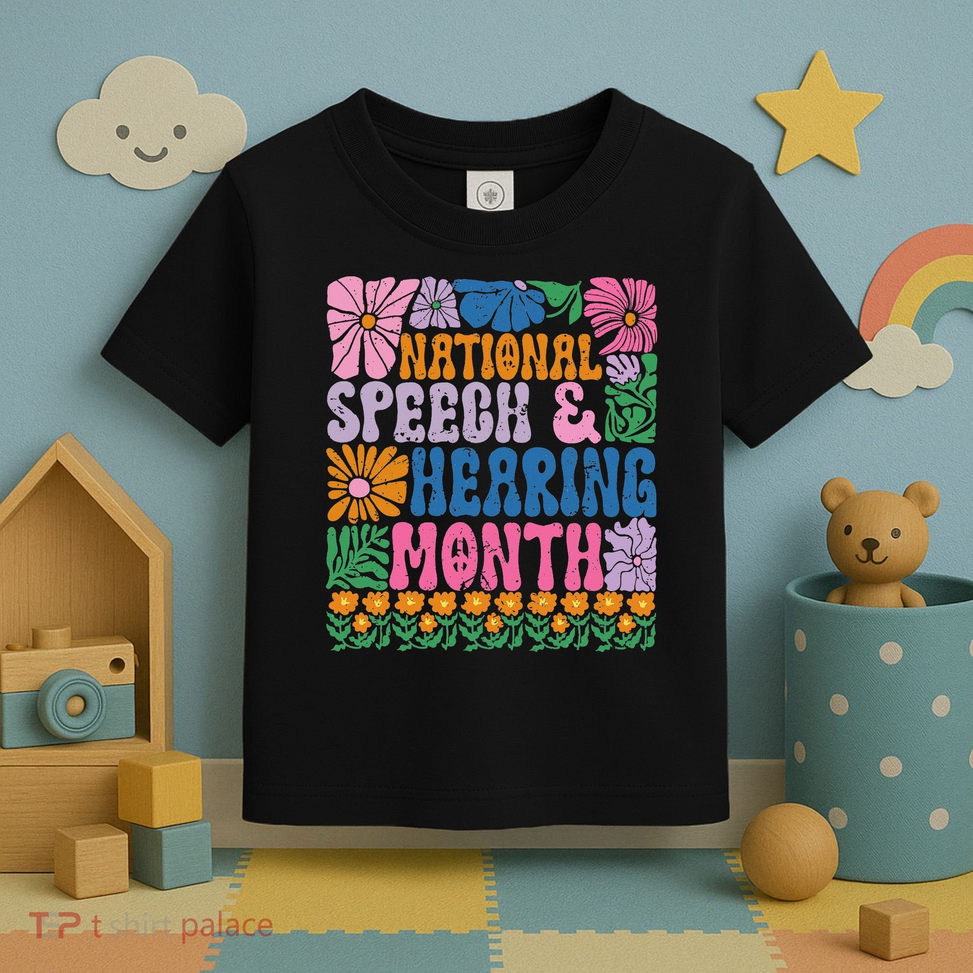 Boho Flower National Speech And Hearing Month SLP Therapist Toddler T-Shirt