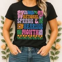 Boho Flower National Speech And Hearing Month SLP Therapist Women's T-Shirt thumb 2