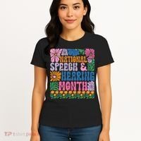 Boho Flower National Speech And Hearing Month SLP Therapist Women's T-Shirt thumb 4