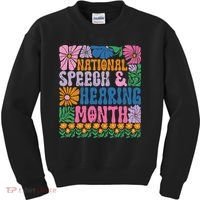 Boho Flower National Speech And Hearing Month SLP Therapist Kids Sweatshirt thumb 0