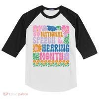 Boho Flower National Speech And Hearing Month SLP Therapist Kids Colorblock Raglan Jersey thumb 0