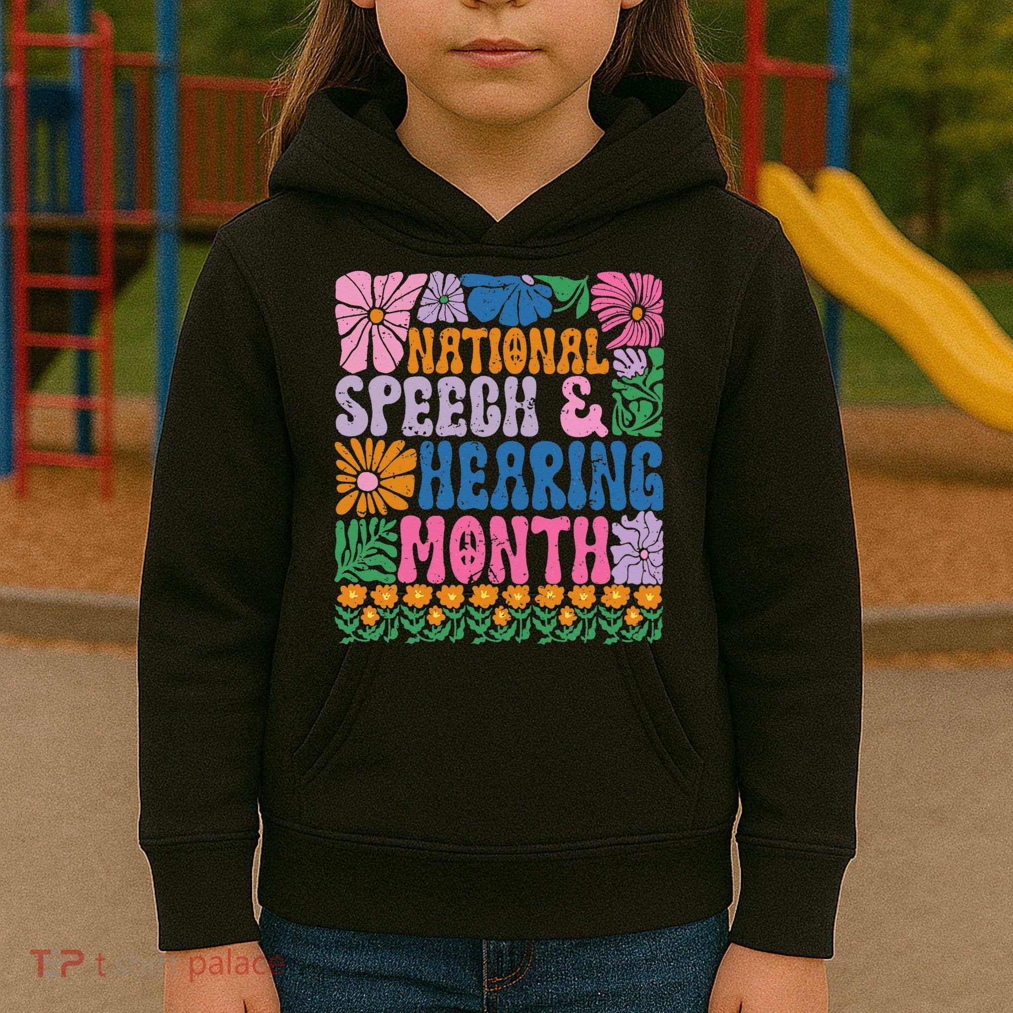 Boho Flower National Speech And Hearing Month SLP Therapist Kids Hoodie
