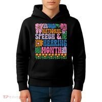 Boho Flower National Speech And Hearing Month SLP Therapist Kids Hoodie thumb 4