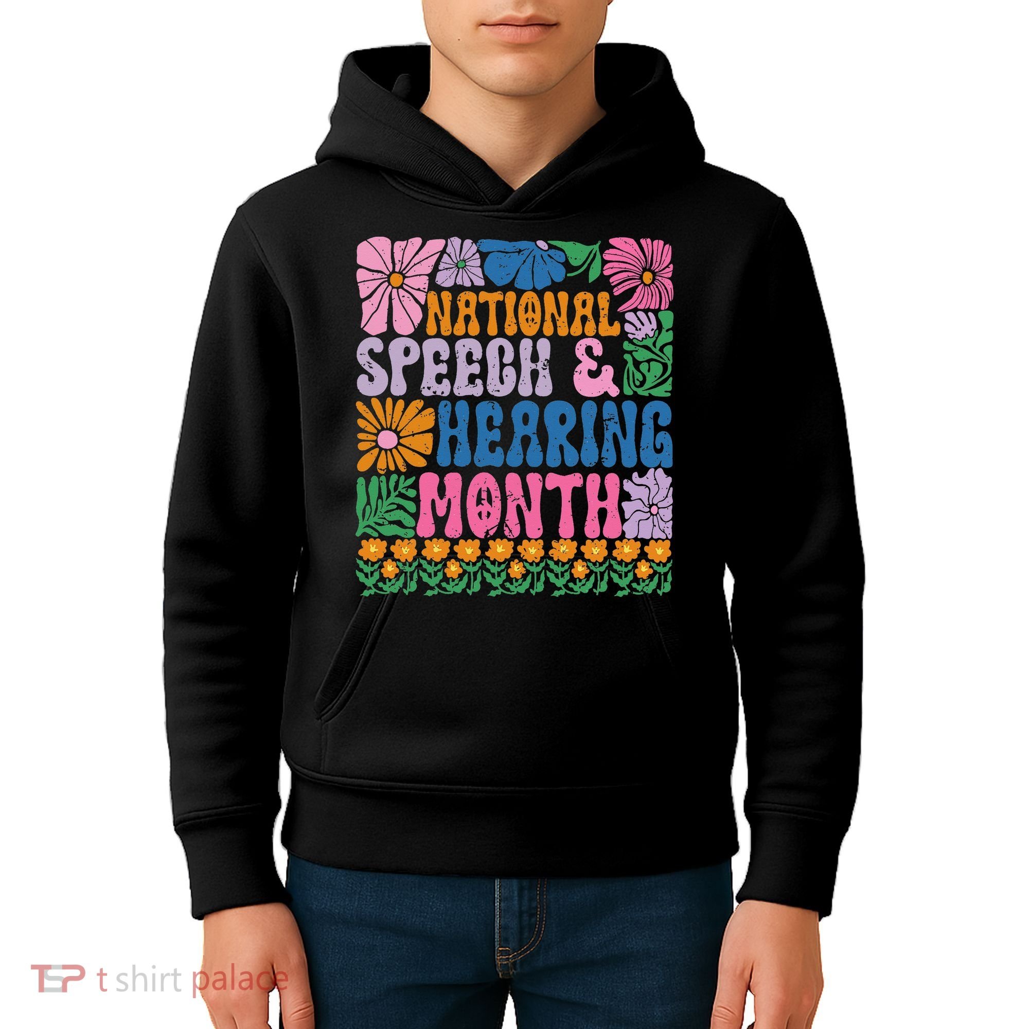 Boho Flower National Speech And Hearing Month SLP Therapist Kids Hoodie