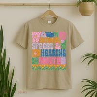 Boho Flower National Speech And Hearing Month SLP Therapist T-Shirt thumb 2