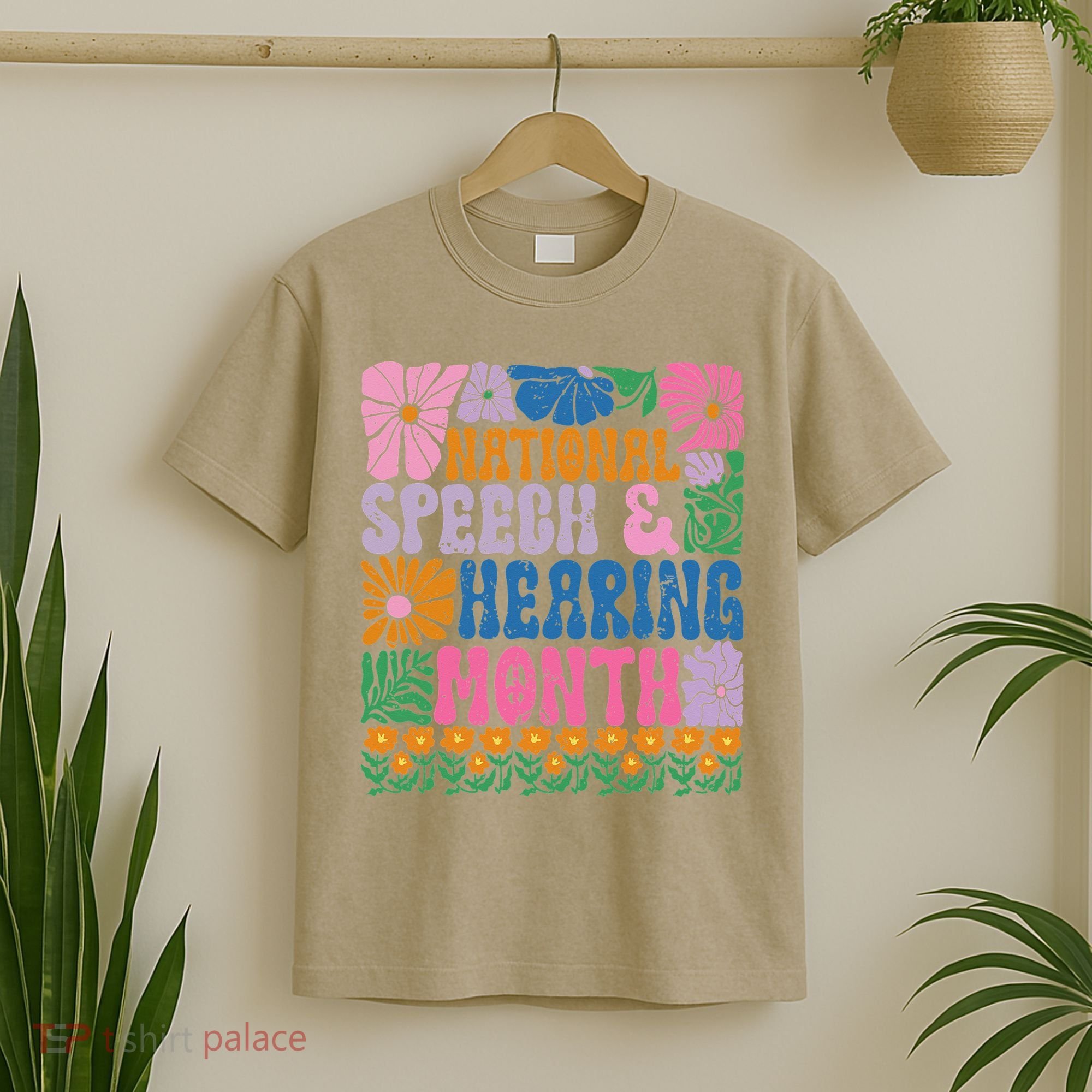 Boho Flower National Speech And Hearing Month SLP Therapist T-Shirt