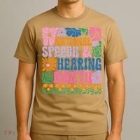 Boho Flower National Speech And Hearing Month SLP Therapist T-Shirt thumb 3