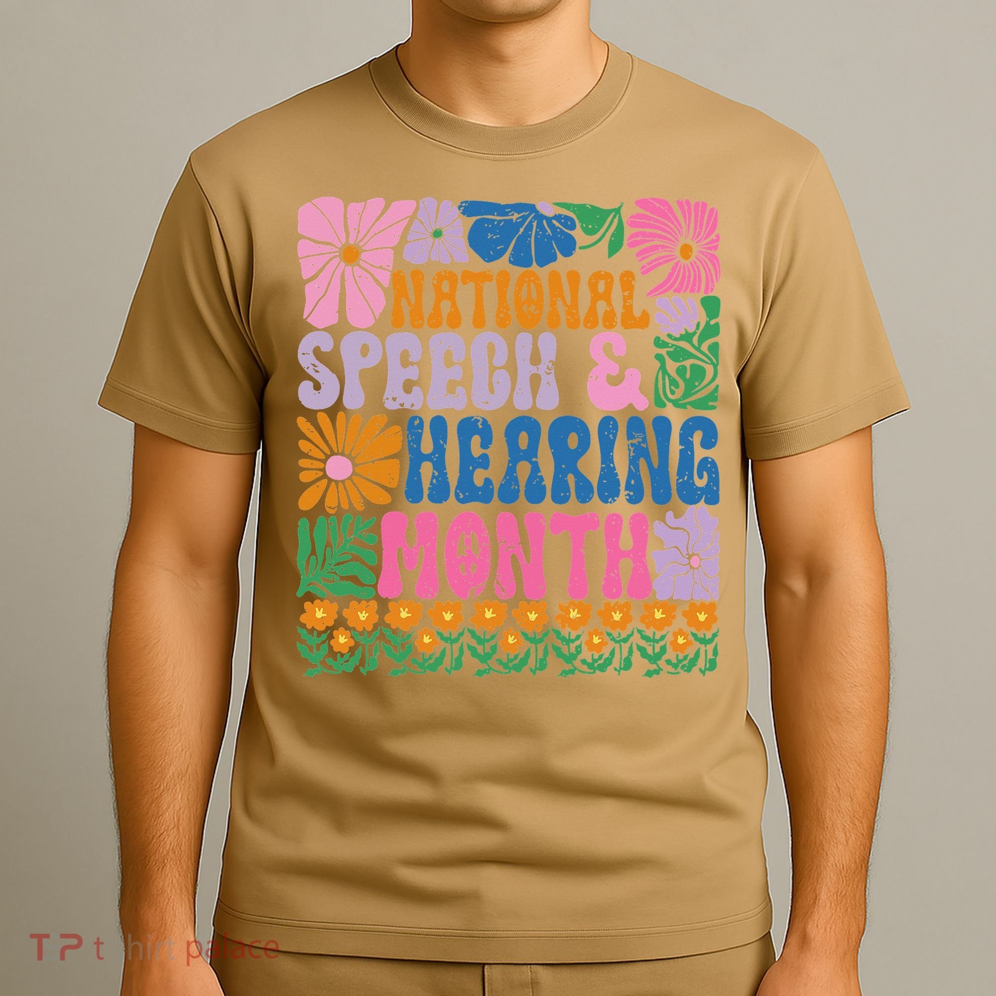 Boho Flower National Speech And Hearing Month SLP Therapist T-Shirt