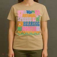 Boho Flower National Speech And Hearing Month SLP Therapist T-Shirt thumb 4