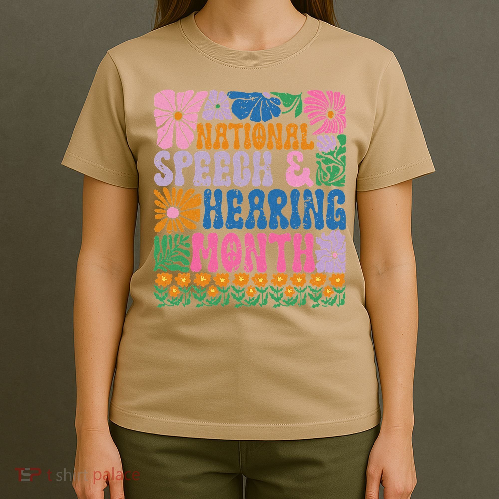 Boho Flower National Speech And Hearing Month SLP Therapist T-Shirt