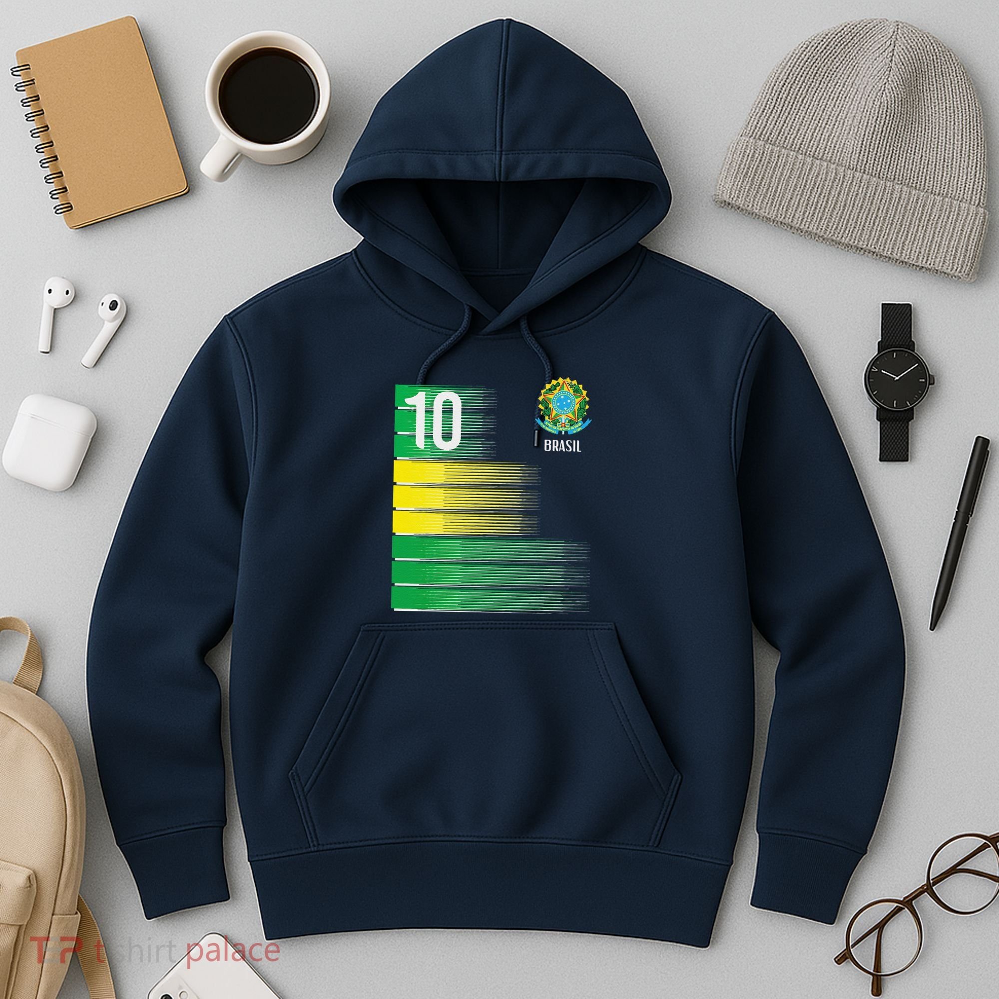 Brasil Flag Number 10 Brazil Soccer Hoodie