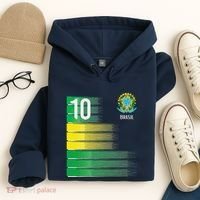 Brasil Flag Number 10 Brazil Soccer Hoodie thumb 4