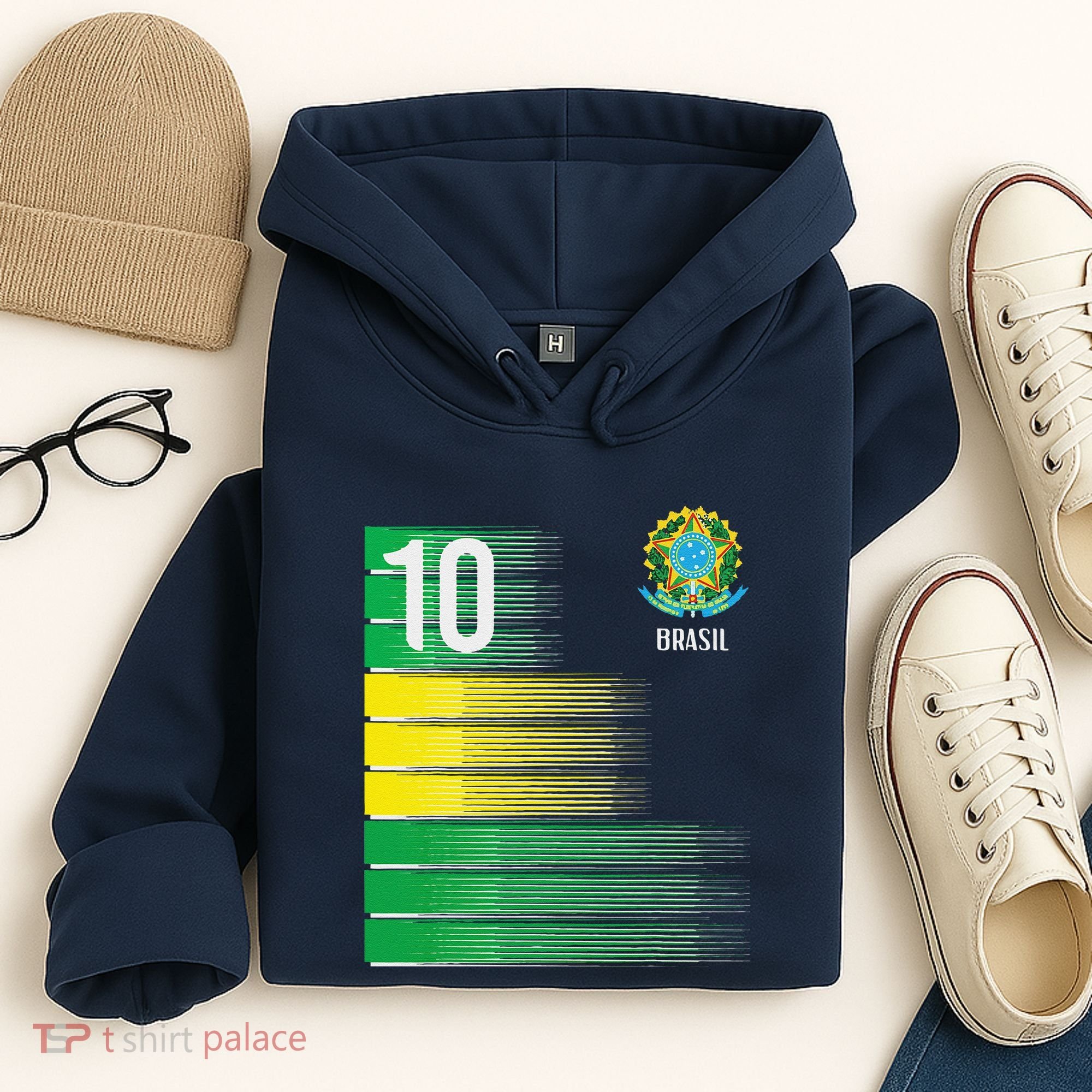 Brasil Flag Number 10 Brazil Soccer Hoodie