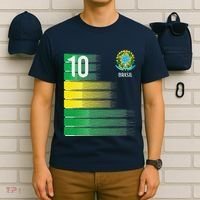 Brasil Flag Number 10 Brazil Soccer T-Shirt thumb 6